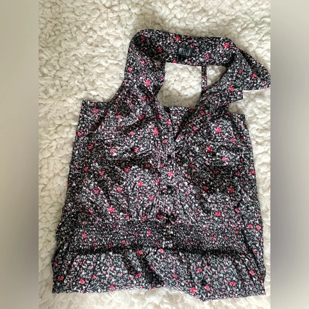Modcloth Urban Florist Black & Pink Floral Henley Sleeveless Mini Dress